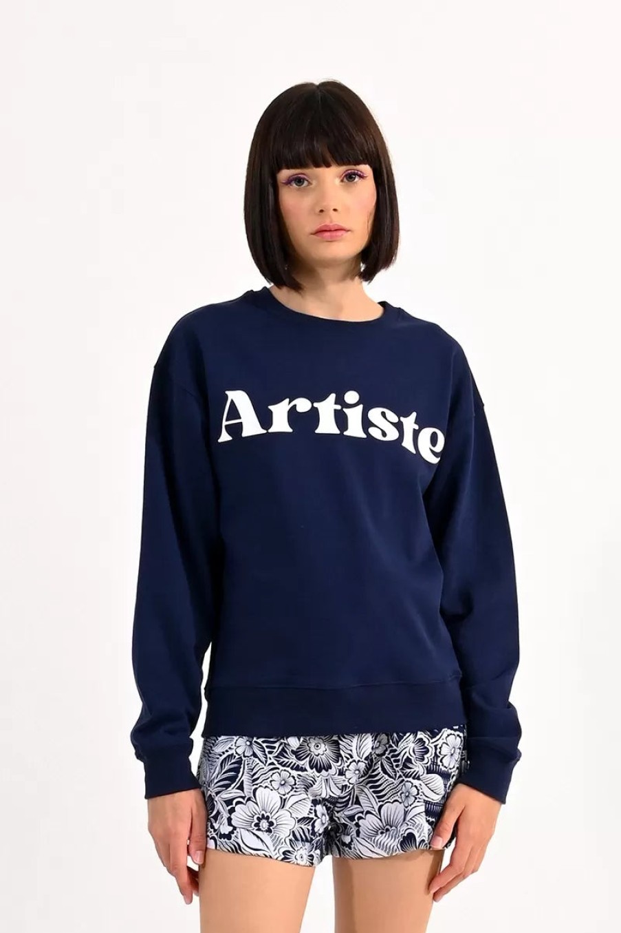 Clearance Molly Bracken Molly Bracken Artiste Slogan Sweater | Casual Women'S Jumpers Ireland Navy