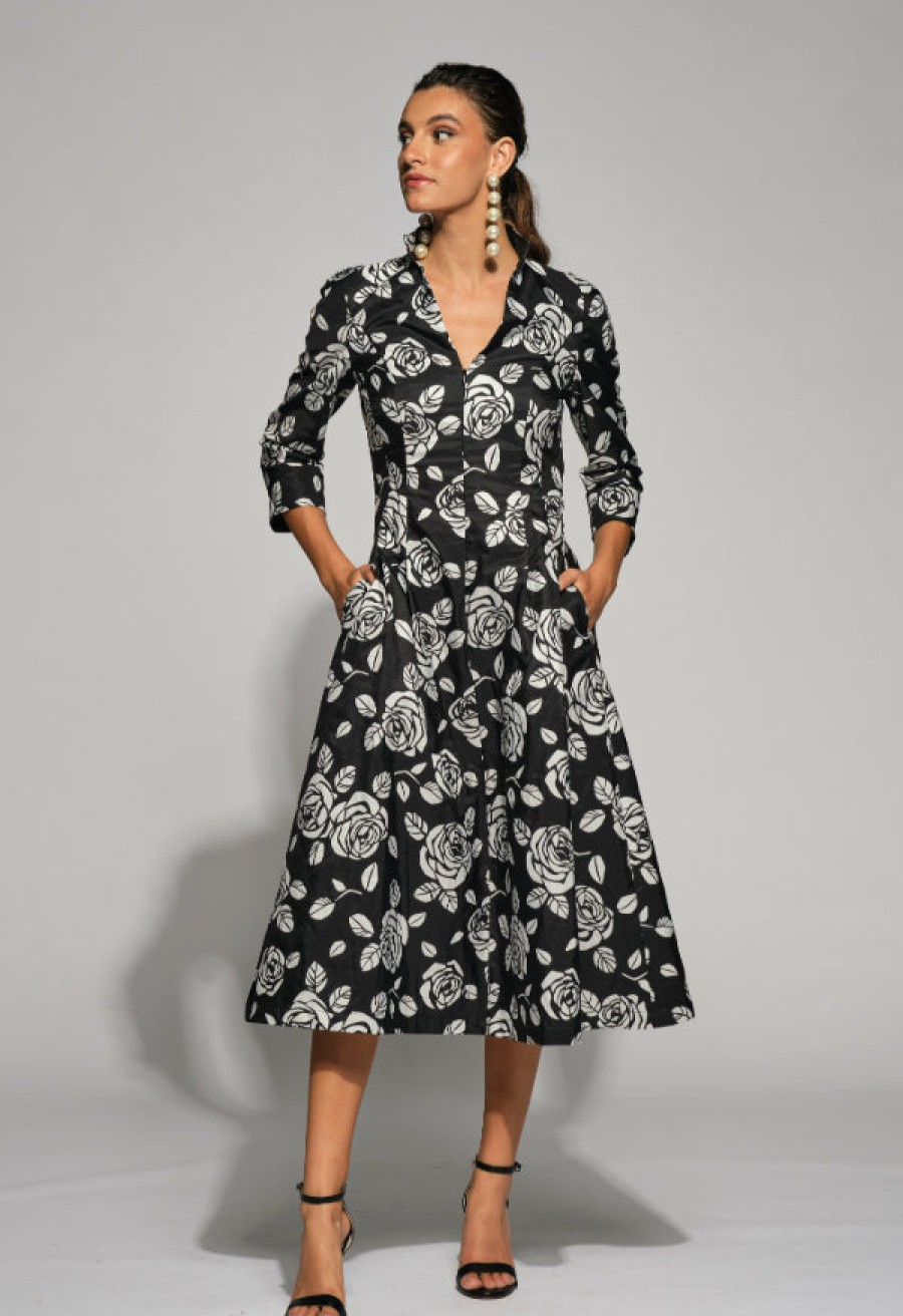 Clearance Moskada Moskada /White Rise Print A-Line Dress | Ribbon Rouge Black