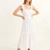 Hot Molly Bracken Molly Bracken Cotton Tiered Maxi Dress | Womens Summer Dress Off White