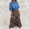 Hot Summum Summum Animal Print Midi Skirt | Long Skirt For Women Ireland Navy