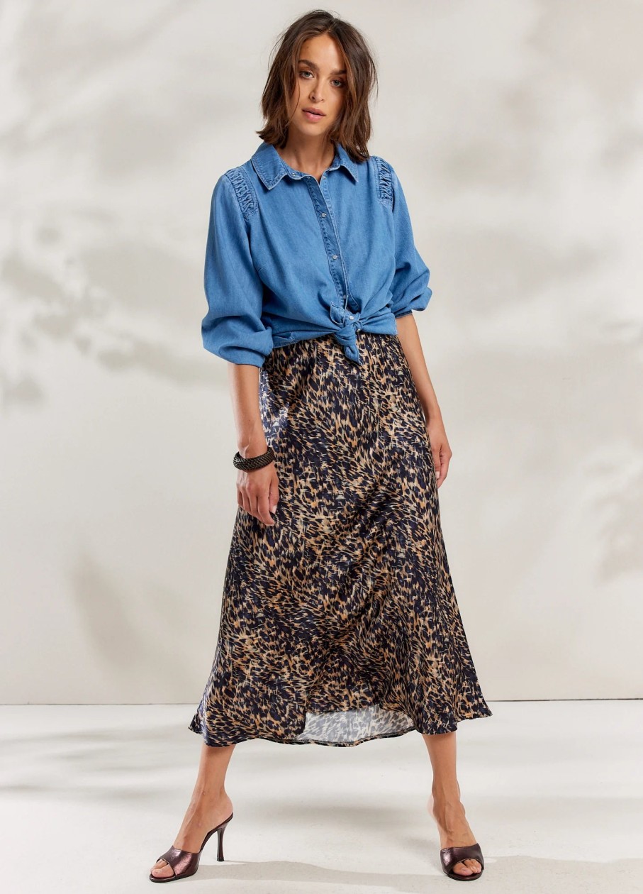 Hot Summum Summum Animal Print Midi Skirt | Long Skirt For Women Ireland Navy