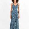 Clearance Molly Bracken Molly Bracken Animal Print Maxi Dress With Laced Back | Ireland Blue