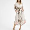 Online Gustav Gustav Nichole Belted Floral Print Midi Dress | Ribbon Rouge Beige