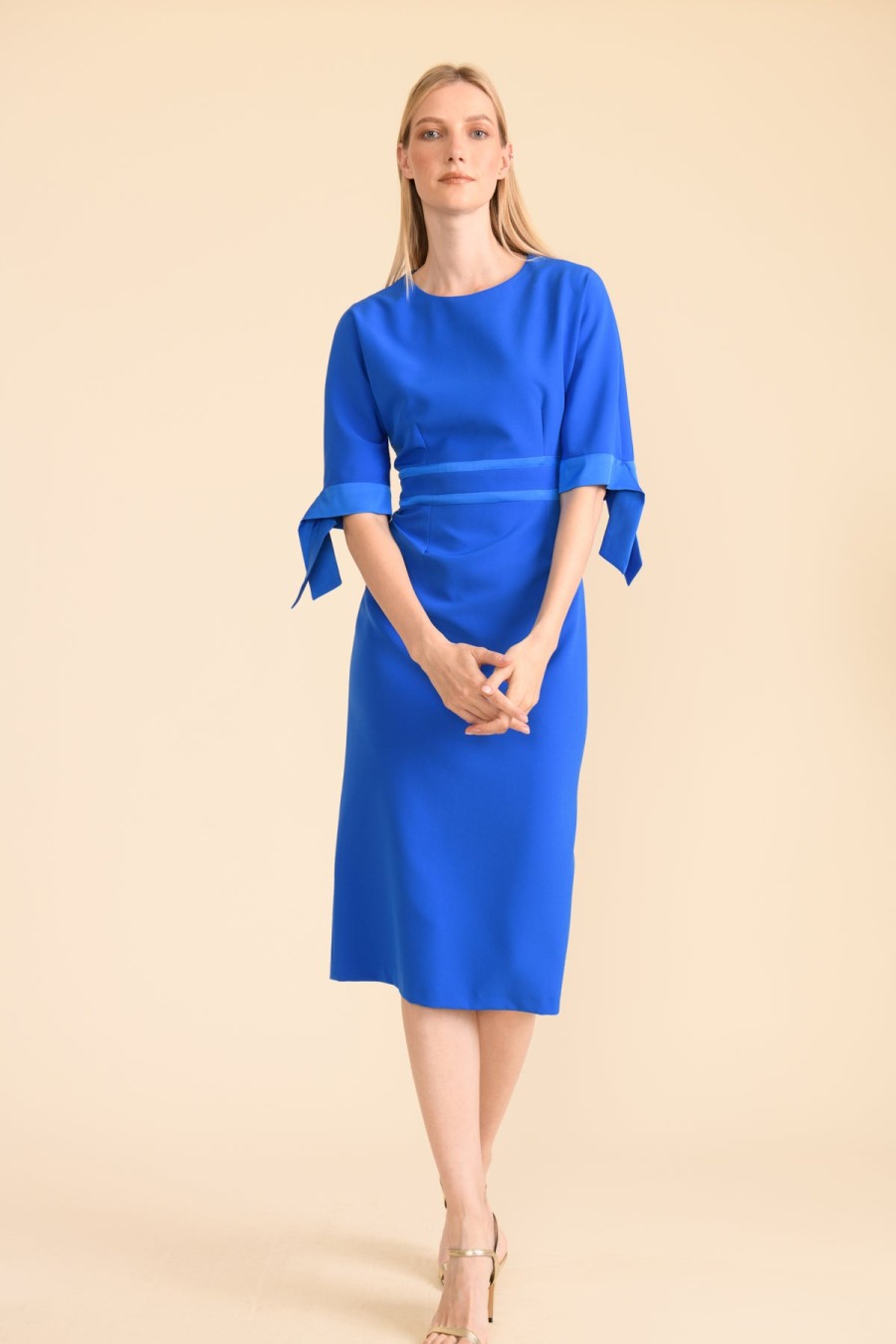 Clearance Caroline Kilkenny Caroline Kilkenny Midi Dress | Womens Fitted Waist Occasion Dress Blue