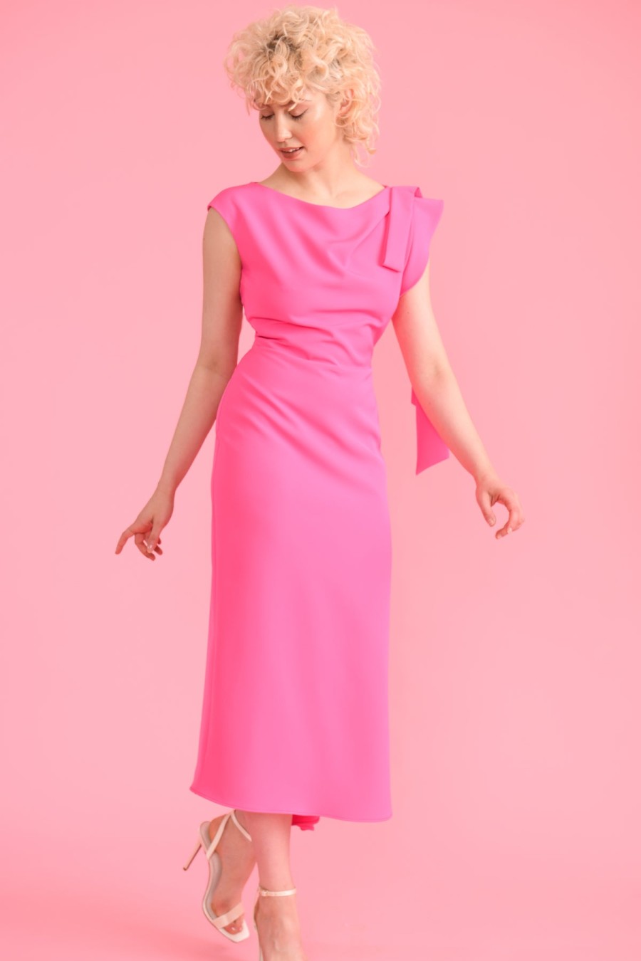 Online Sisters Sisters Lincoln V-Neck Knee Length Occasion Dress | Womens Dresses Pink