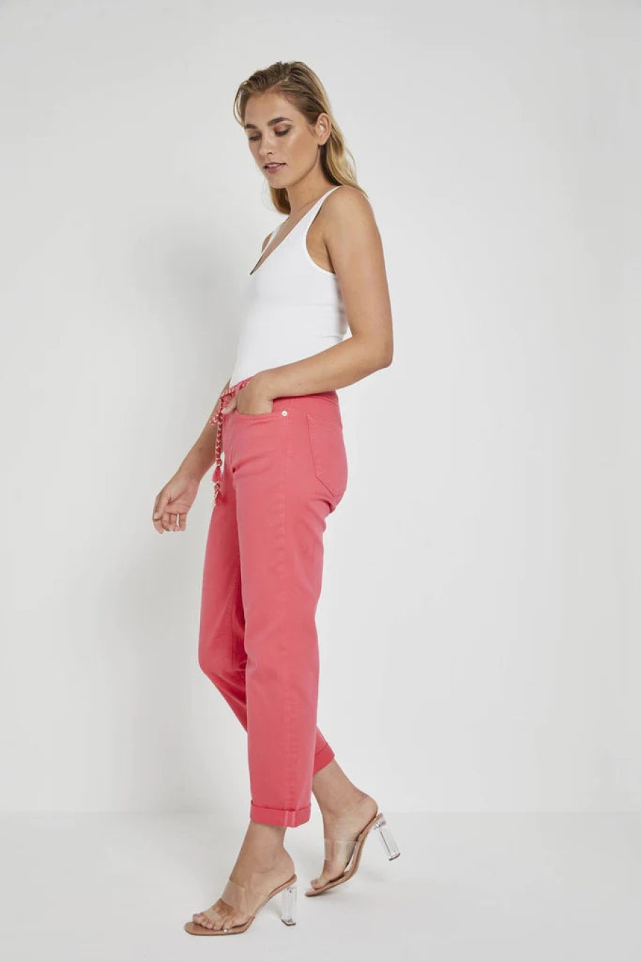 Best Para Mi Para Mi Bobby Colour Denim Slim Leg Trousers | Shop High-Waisted Jeans