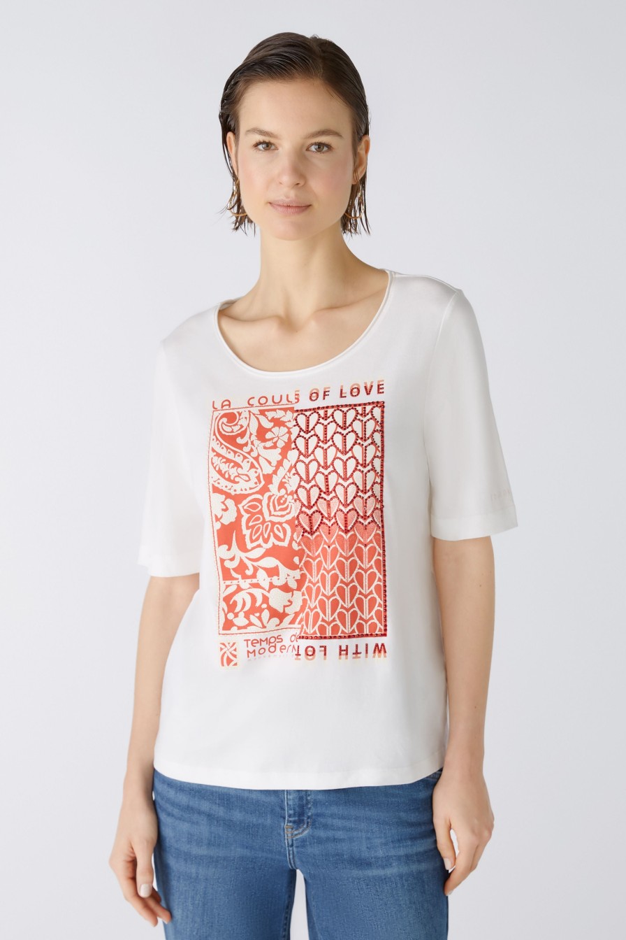 Wholesale Oui Oui Couls Of Love Organic Cotton Sparkly Motif T-Shirt | Ribbon Rouge White