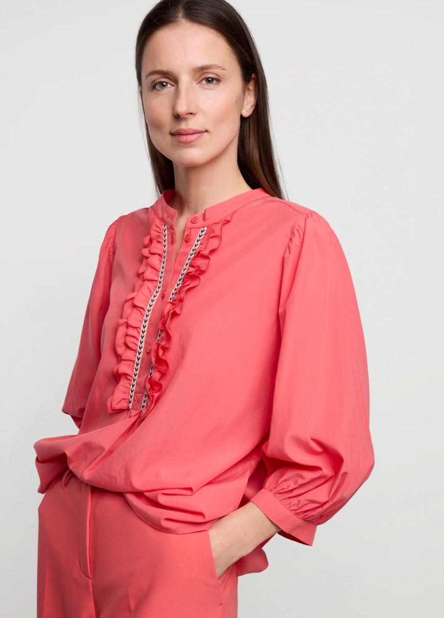 Online Summum Summum Puff Sleeve Top | Stylish Long Sleeve Blouses Ireland Coral