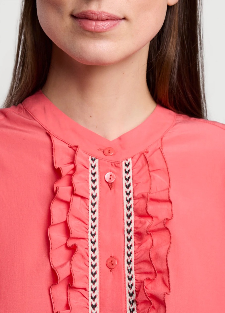 Online Summum Summum Puff Sleeve Top | Stylish Long Sleeve Blouses Ireland Coral