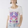 Hot Oui Oui Purple Flower Motif T-Shirt | Shop Women'S Casual Tops Ireland Off White