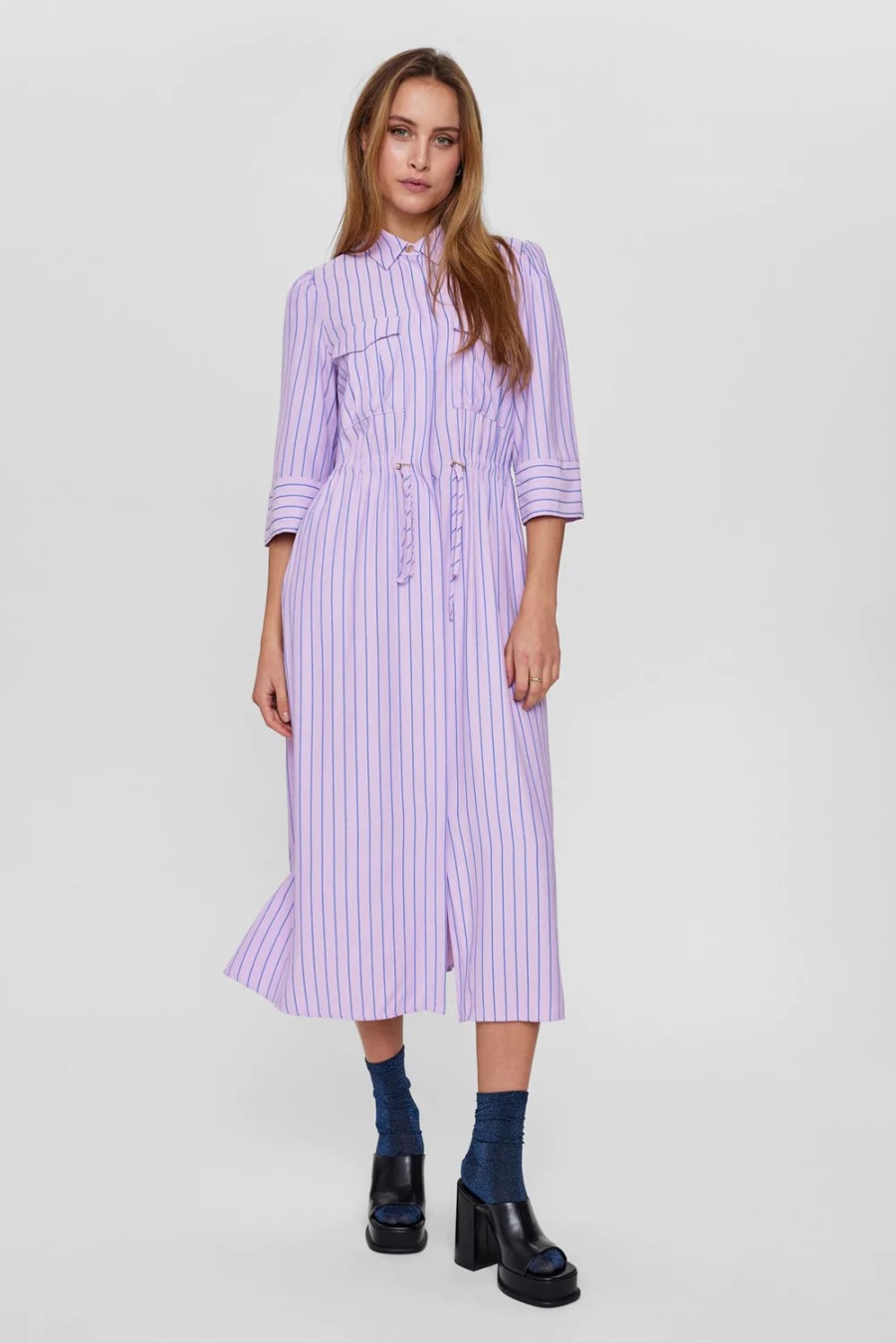 Best Numph Numph Nuaqua Pinstripe Shirt Dress | Dresses Ireland Lilac