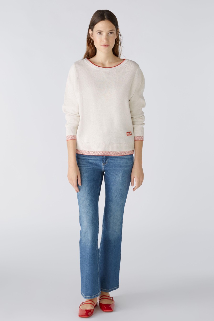 Clearance Oui Oui /White Boat Neck Jumper | Spring/Summer Jumpers For Women Red