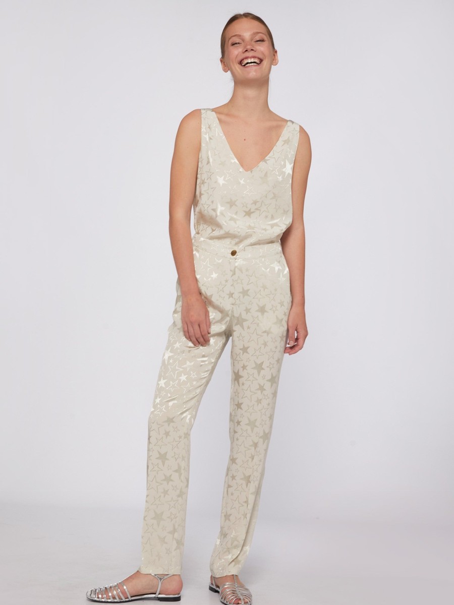 Wholesale Vilagallo Vilagallo Tiffany Cream Star Print Trousers | Shop Online Ireland Off White