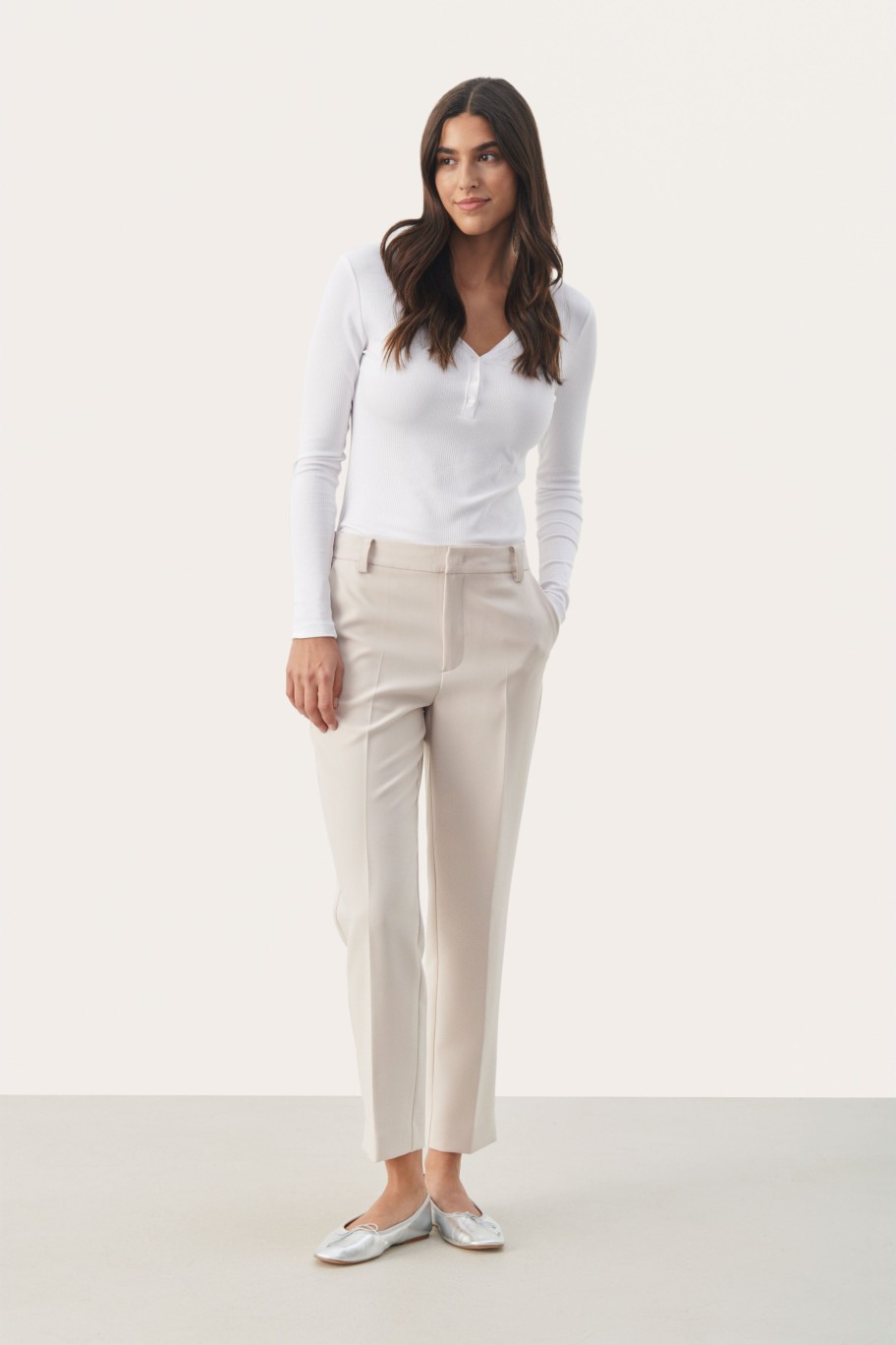 Wholesale Part Two Part Two Urbana Trousers | Classic Ankle-Length Smart Trousers For Women Off White