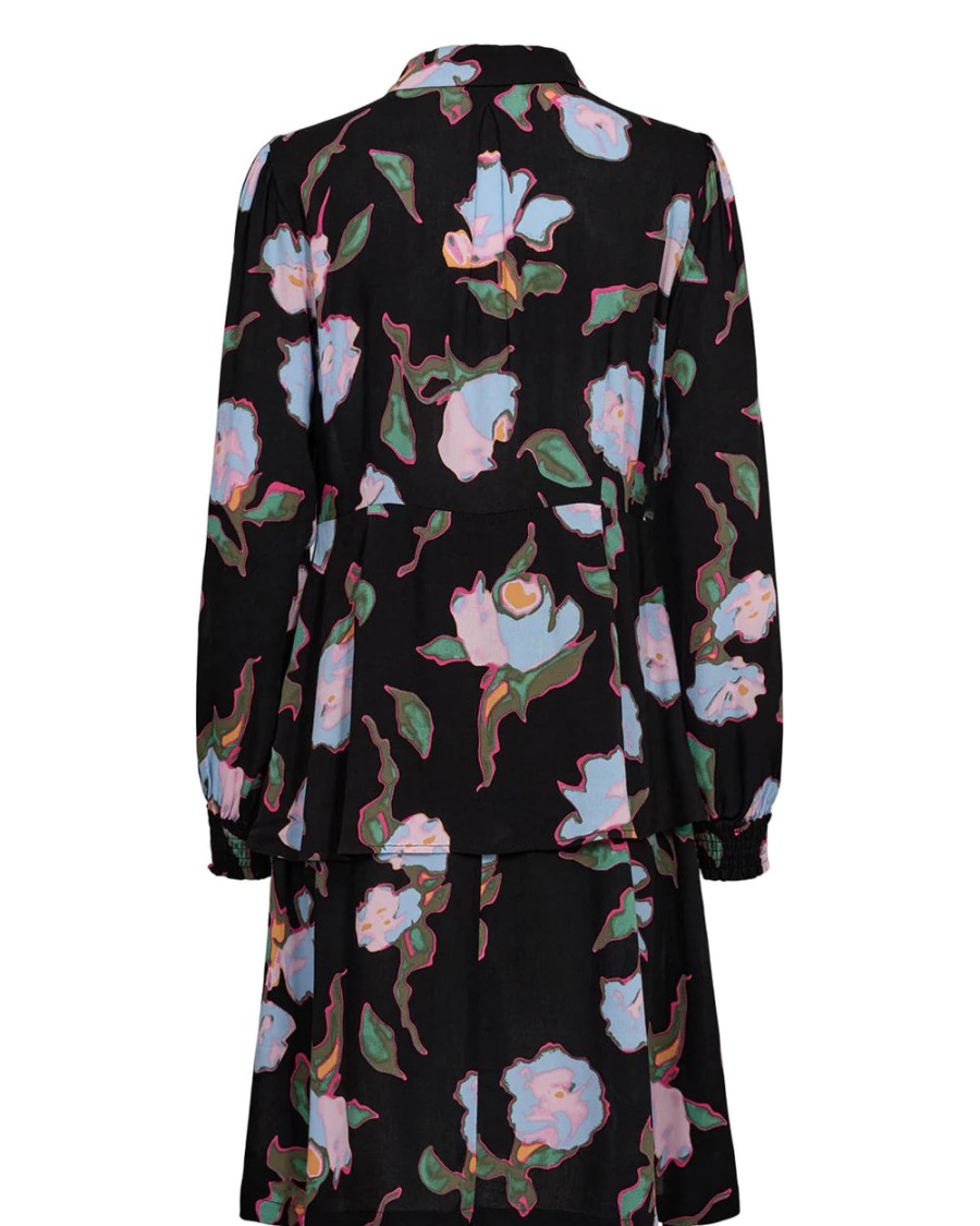 New Numph Numph Nualicia Black Tiered Floral Dress | Short Dresses For Women Caviar