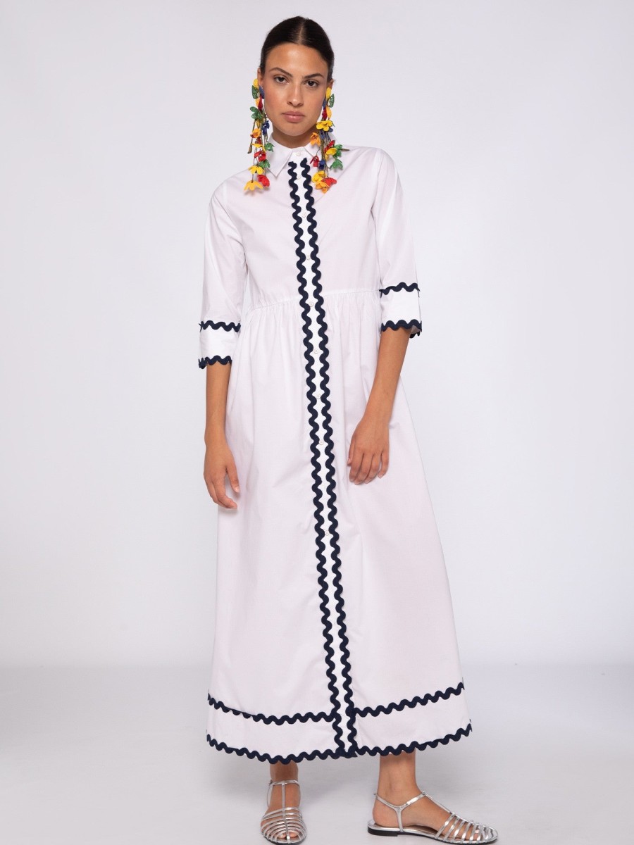 Wholesale Vilagallo Poplin Maxi Shirt Dress | Vilagallo Summer Dresses | Ireland White