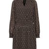 Hot Numph Numph Nuever Tie Neck Printed Dress | Knee Length Dresses For Women Caviar