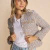 New Mosmosh Mosmosh Ellis Tweed Short Boucle Jacket | Shop Now Ireland Ecru