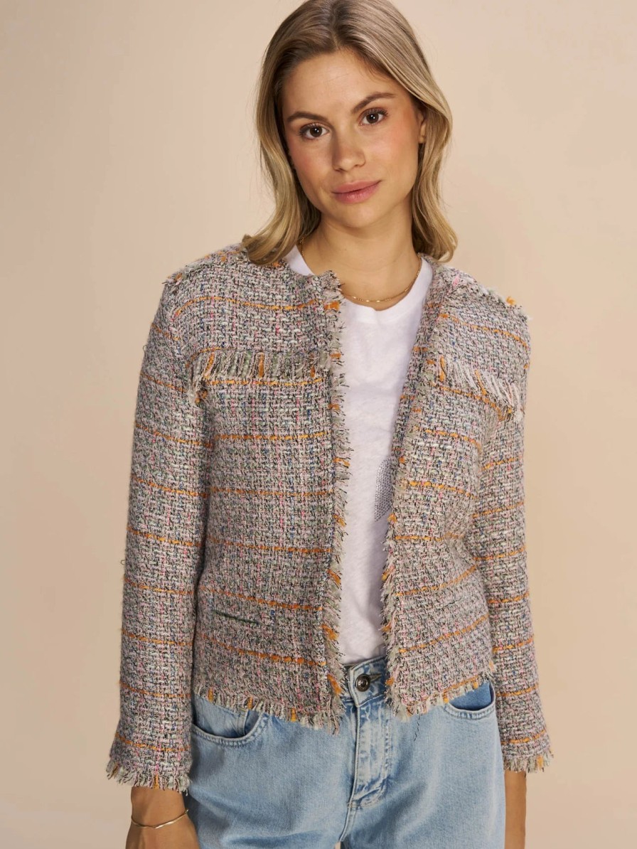 New Mosmosh Mosmosh Ellis Tweed Short Boucle Jacket | Shop Now Ireland Ecru