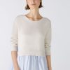 Hot Oui Oui Cotton Faux Shirt Hem Jumper | Shop Funky Womens Knitwear Ireland Off White