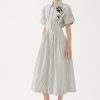 Online Exquise Exquise Black/ Pinstripe Midi Shirt Dress | Ribbon Rouge White