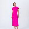 Online Kameya Kameya Fuchsia Draped Open Back Midi Dress | Ribbon Rouge Ireland Fuschia