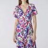 New Oui Oui Flower Print Wrap Dress | Women'S Knee-Length Dresses Ireland Purple