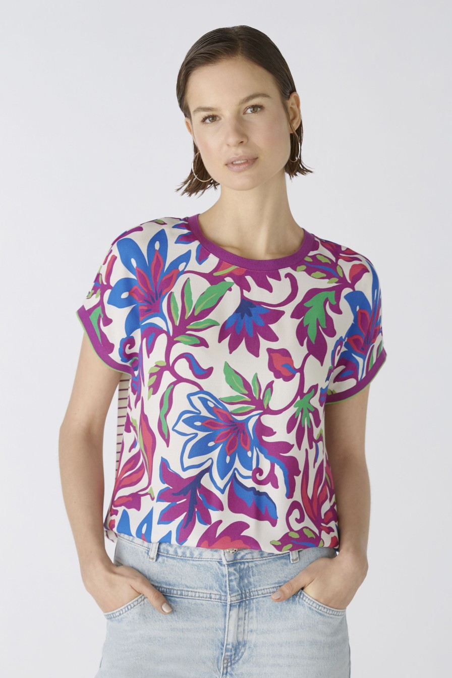 Best Oui Oui Purple Flower Patch Print Top | Women'S Tops For Jeans | Ireland Multi