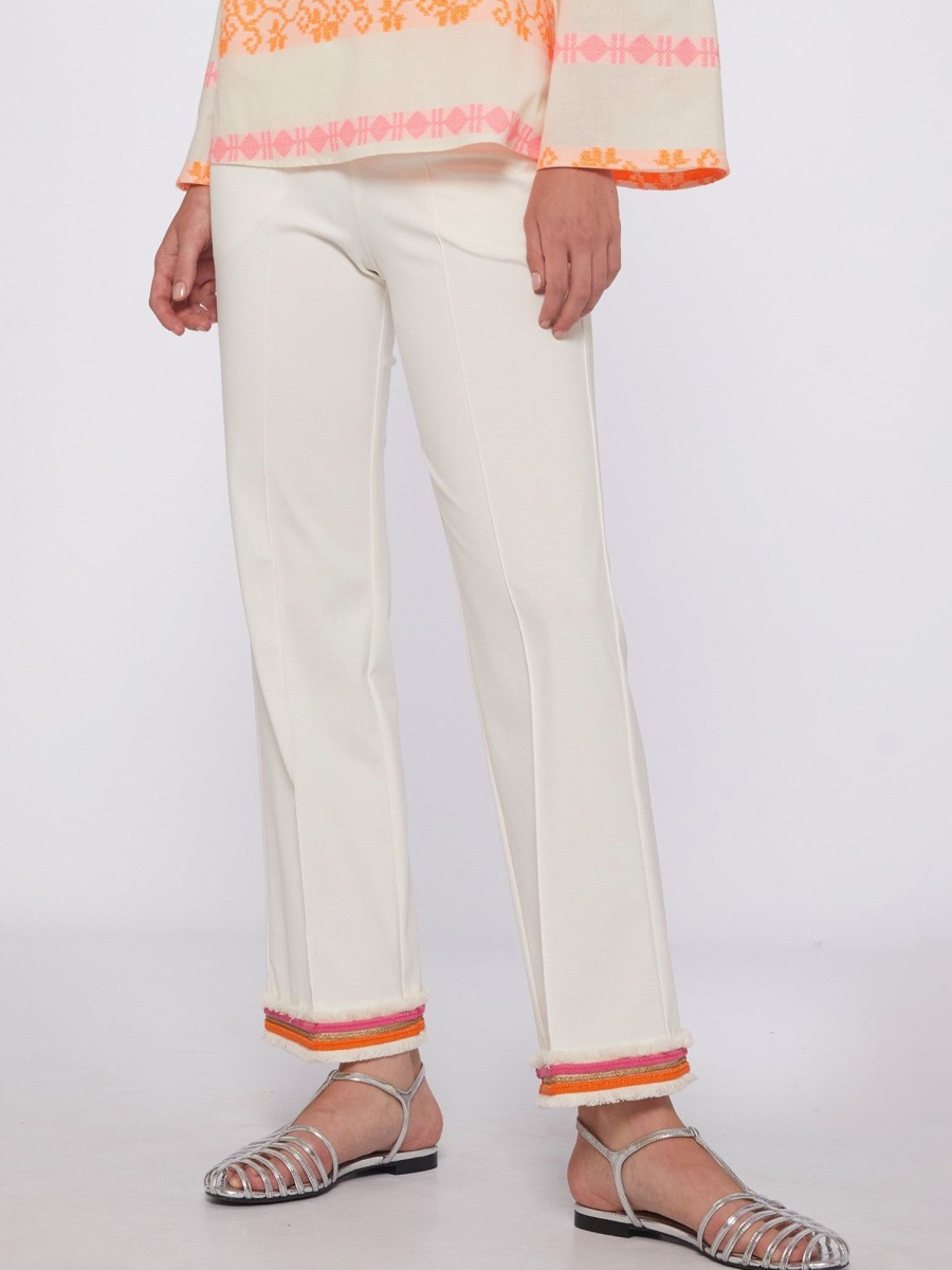 Clearance Vilagallo Carole Knit Trousers | Womens' Summer Trousers Ireland White