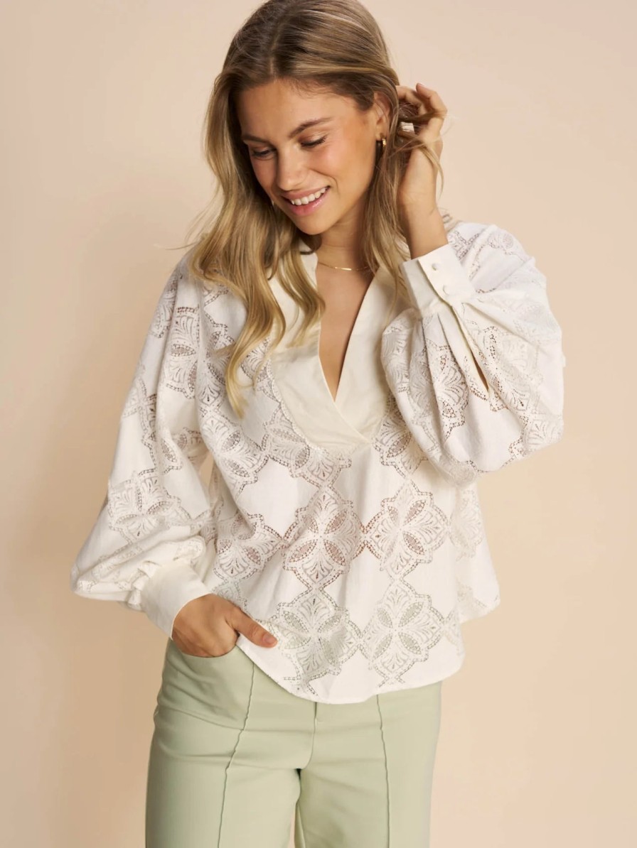 Best Mosmosh Mosmosh Yen Lace Balloon Sleeve Blouse | Shop Mos Mosh Tops Ireland Ecru