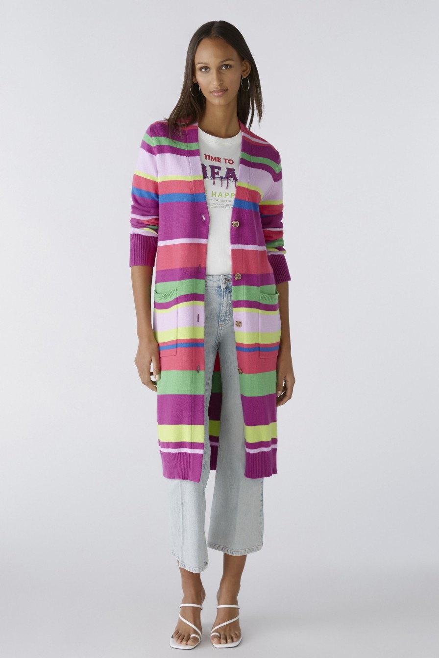 Wholesale Oui Oui Knitted Print Long Coatigan | Shop Now Ireland Stripe