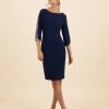 Hot Fee G Rita Crepe Dress With Pearl Detail |Shop Feeg Now Ireland Navy