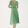 Online Exquise Exquise Floaty Botanic Print Belted Midi Dress | Womens Dresses Green