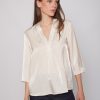 Best Vilagallo Vilagallo Satin Blouse | Shop Women'S Dressy Tops Ireland Ecru