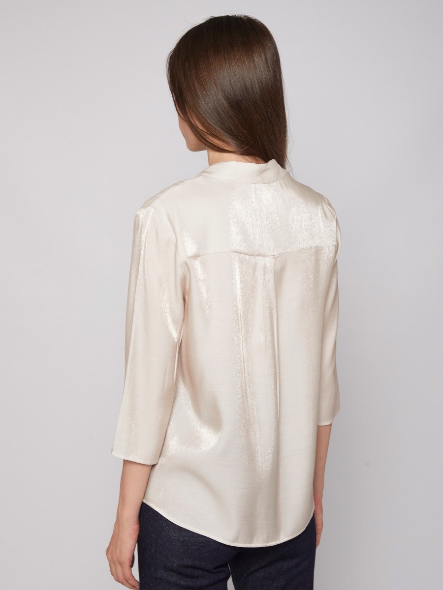 Best Vilagallo Vilagallo Satin Blouse | Shop Women'S Dressy Tops Ireland Ecru