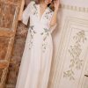 Online Hope & Ivy Hope & Ivy Maddie Embellished Flutter Sleeve Maxi Dress | Ireland Cream