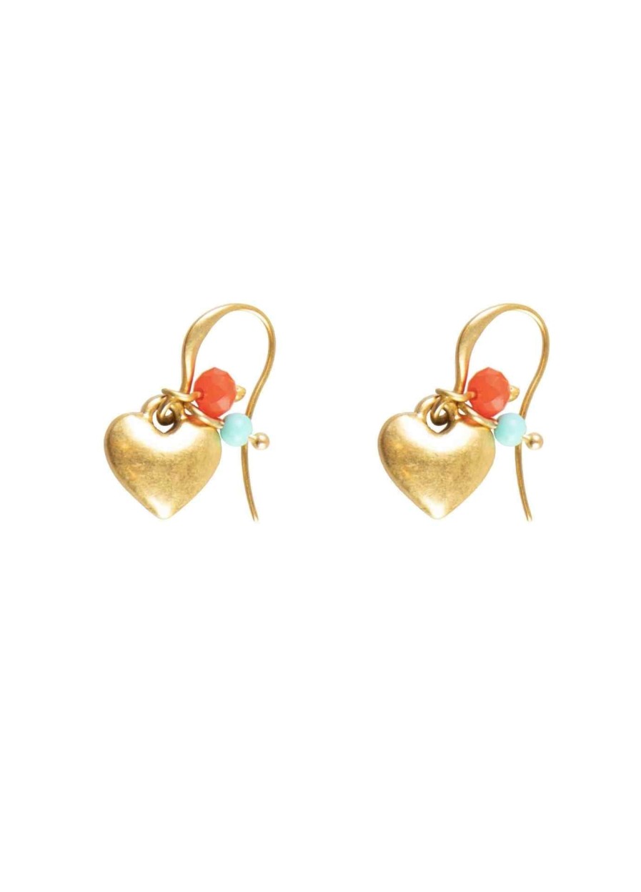 New Hultquist Hultquist Gold Plated Heart Charm Earrings | Ribbon Rouge - Ireland