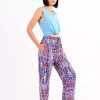 Wholesale Molly Bracken Molly Bracken Multicolour Graphic Print | Women'S Wide Leg Trousers Blue