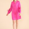 Wholesale Caroline Kilkenny Caroline Kilkenny Ginger Feather Split Sleeve Dress | Ribbon Rouge Fuschia