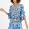 Best Molly Bracken Molly Bracken Kimono Style Ethnic Print Dress | Ireland Blue