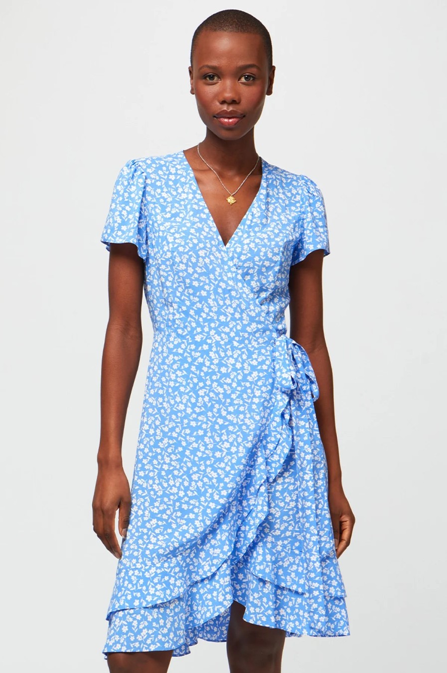 New Aspiga Aspiga Chelsea Short Sleeve Floral Wrap Dress | Ribbon Rouge Blue