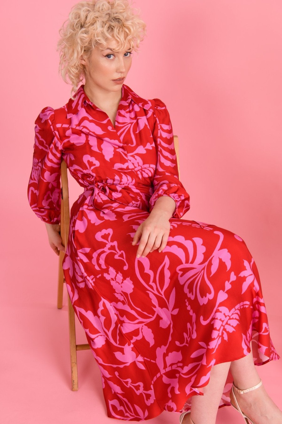 Best Sisters Sisters Michelle Long /Pink Print Shirt Dress | Shop Now Ireland Red