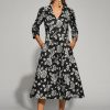 Wholesale Moskada Moskada /White Rise Print A-Line Dress | Ribbon Rouge Black