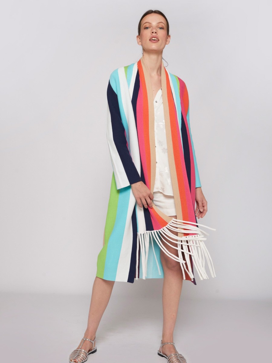 Best Vilagallo Vilagallo Long Knitted Cardigan | Colour Stripe Cardi | Ireland Multi