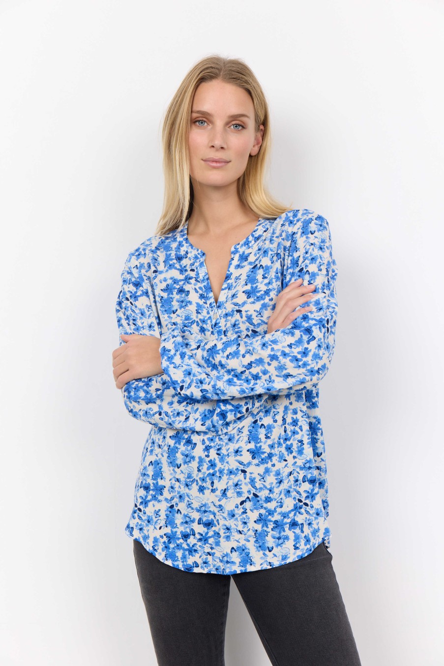 Hot Soyaconcept Soya Concept Doha Blouse | White Floral Print Tops Ireland Blue