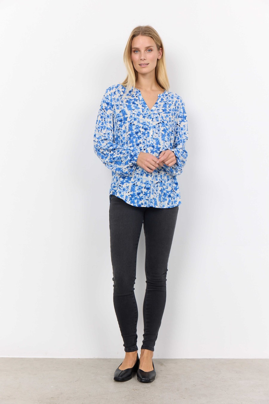 Hot Soyaconcept Soya Concept Doha Blouse | White Floral Print Tops Ireland Blue