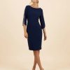 Hot Fee G Rita Crepe Dress With Pearl Detail |Shop Feeg Now Ireland Navy