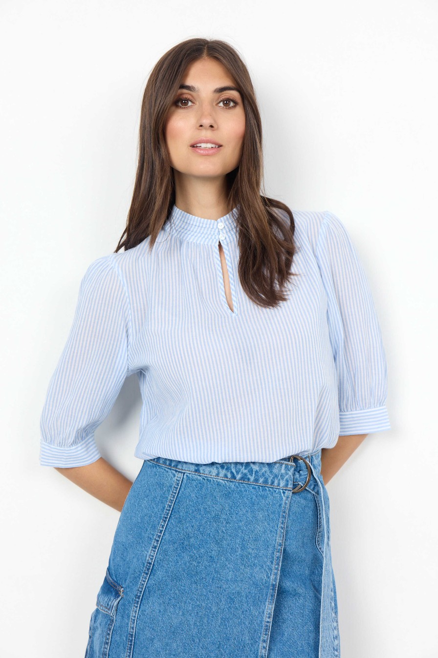 New Soyaconcept Soyaconcept Dione Stripe Blouse | Shop Womens Organic Cotton Top Blue