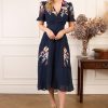 Hot Hope & Ivy Clarice Floral Midi Dress | Hope & Ivy Spring Collection Ireland Navy