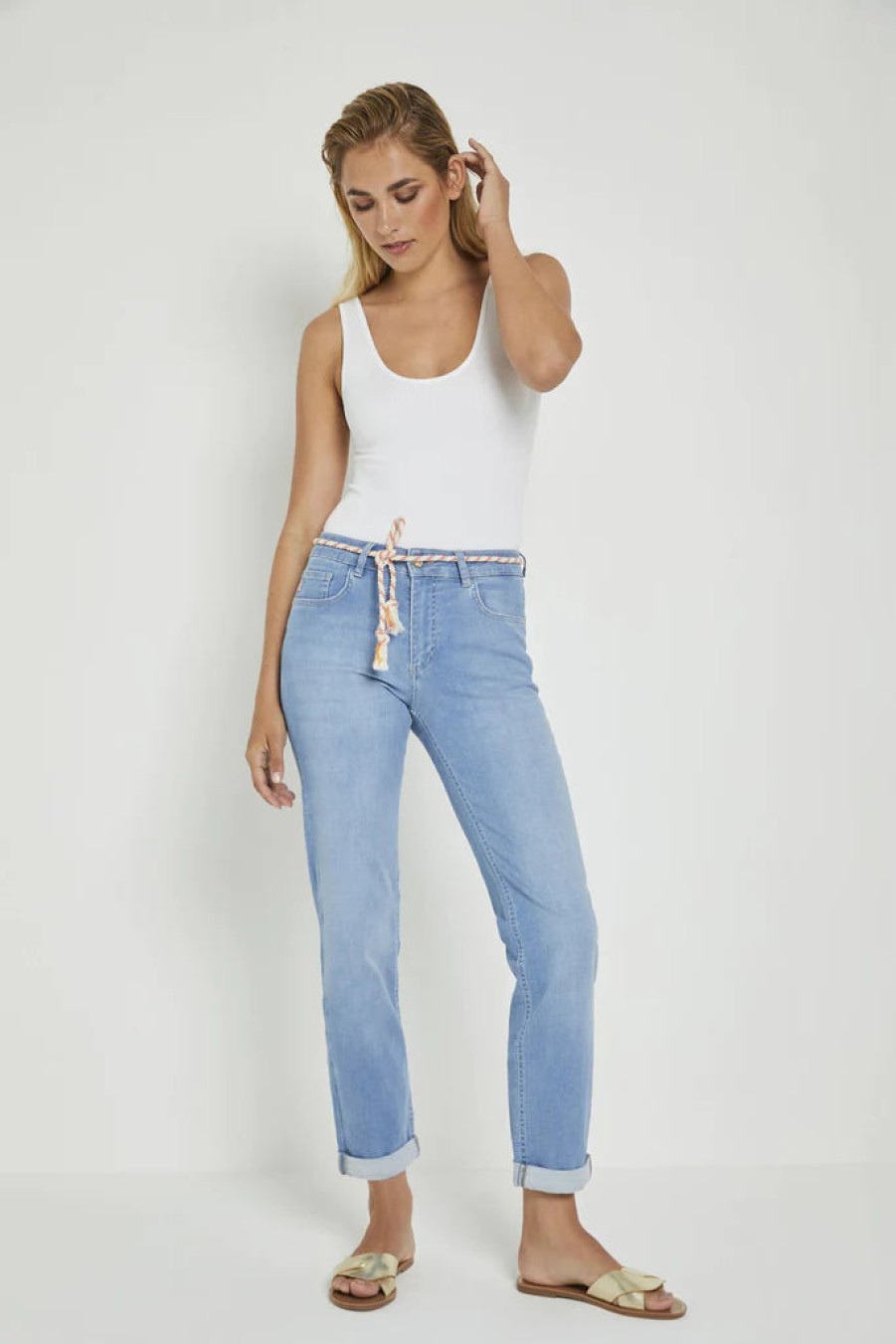 New Para Mi Para Mi Bobby High Waisted Casual Trousers | Denim Jeans Light Blue